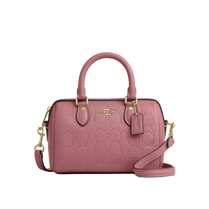 Coach Women's Mini Rowan Crossbody Bag In Signature Leather Gold/Peony