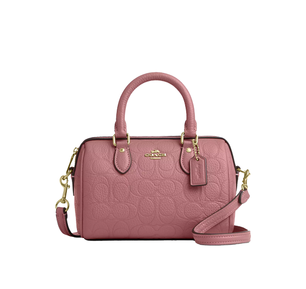 Coach Women's Mini Rowan Crossbody Bag In Signature Leather Gold/Peony