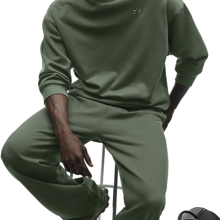 alo Men's Accolade Crew Neck Pullover Bamboo Green