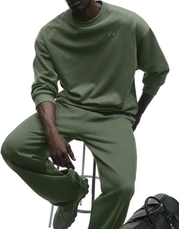 alo Men's Accolade Crew Neck Pullover Bamboo Green