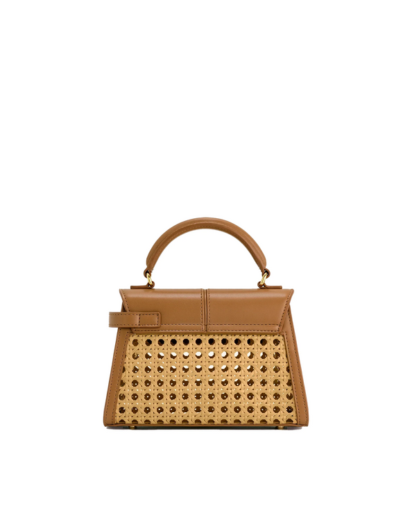 JW PEI Women's Elise Faux Bamboo Woven Top Handle Bag Brown/Gold