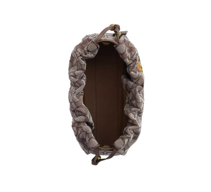 Coach Women's Faye Shoulder Bag In Signature Jacquard With Floral Embroidery Gold/Oak Multi