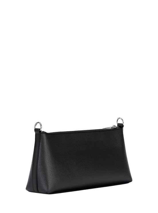 Michael Kors Women's Carson Small Pebbled Leather Convertible Crossbody Bag Black/Silver