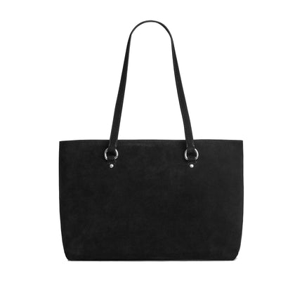 Coach Women's Station Tote Bag Suede/Silver/Black