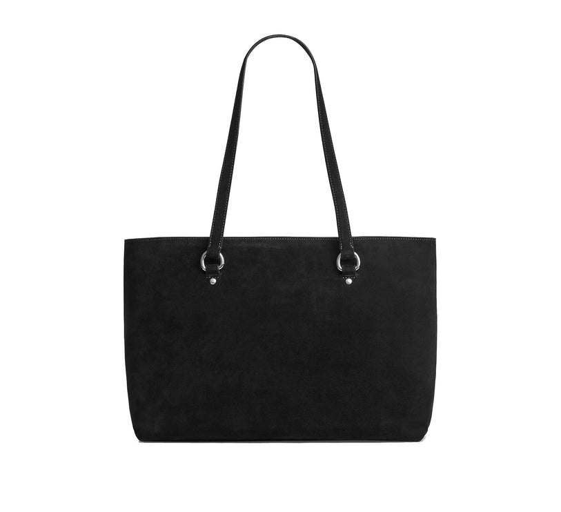 Coach Women's Station Tote Bag Suede/Silver/Black