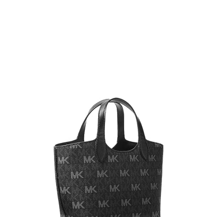 Michael Kors Women's Maya Extra-Small Signature Logo Crossbody Bag Black/Silver