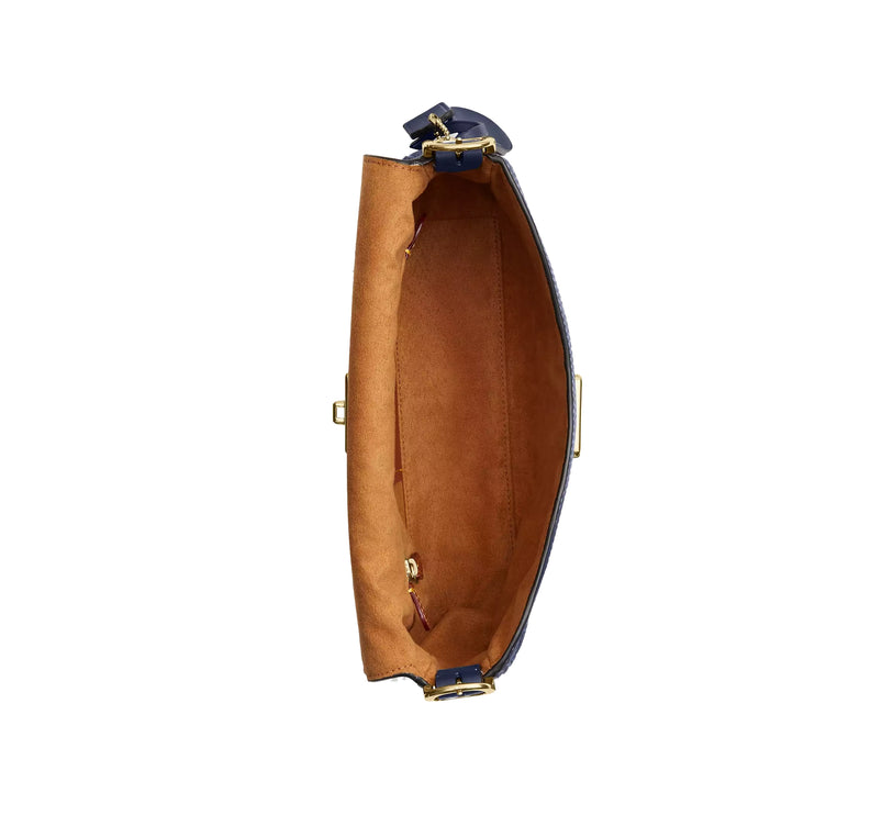Coach Women's Etta Small Flap Shoulder Bag In Signature Chenille Gold/Navy