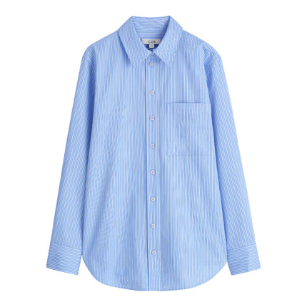 COS Women's Tailored Pima Cotton Shirt Blue/Striped