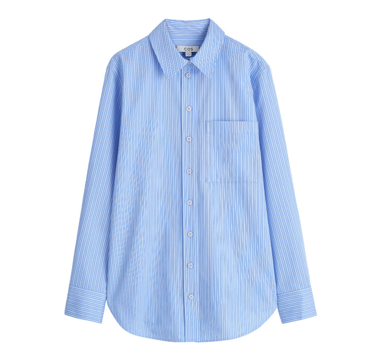 COS Women's Tailored Pima Cotton Shirt Blue/Striped