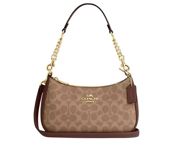 Coach Women's Teri Shoulder Bag In Signature Canvas Gold/Tan/Brown