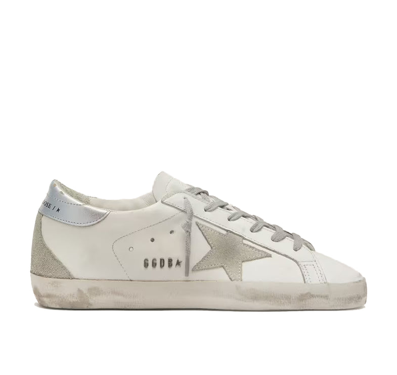 Golden Goose Women's Super Star with Silver Heel Tab and Metal Stud Lettering