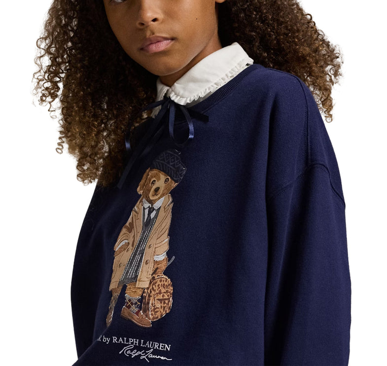 Polo Ralph Lauren Girl's Polo Bear Fleece Boxy Sweatshirt Refined Navy