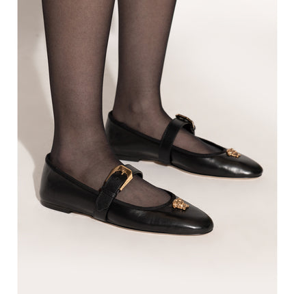 Versace Women's La Medusa Nappa Ballerinas Black