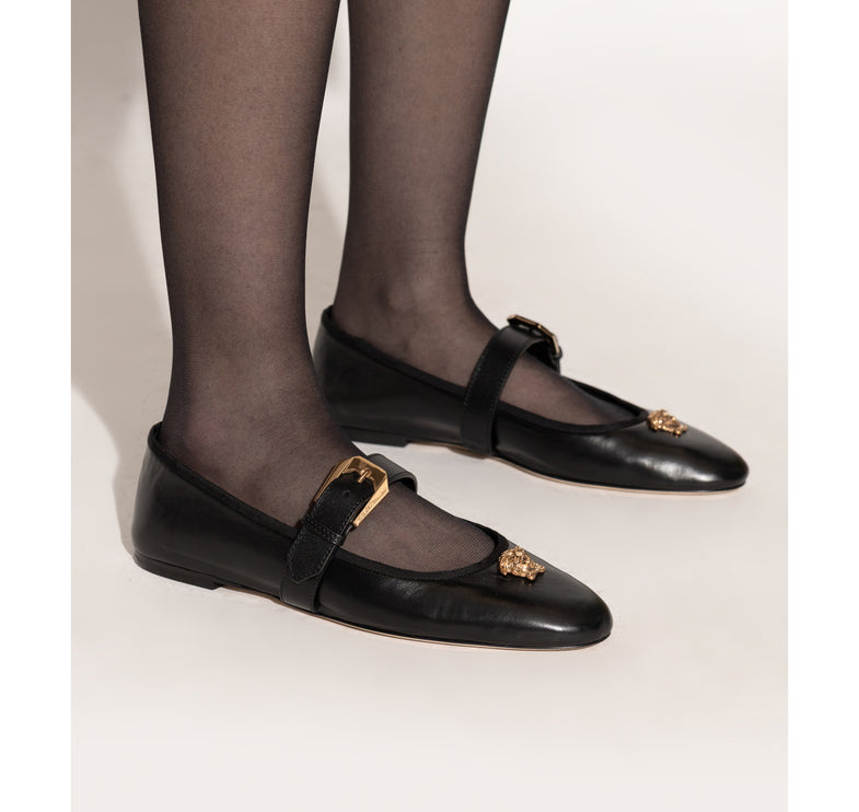 Versace Women's La Medusa Nappa Ballerinas Black