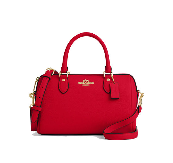 Coach Women's Rowan Satchel Bag Gold/Bold Red