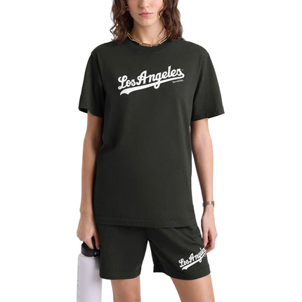 Sporty & Rich Women's Dodgers Serif T-Shirt Faded Black/White