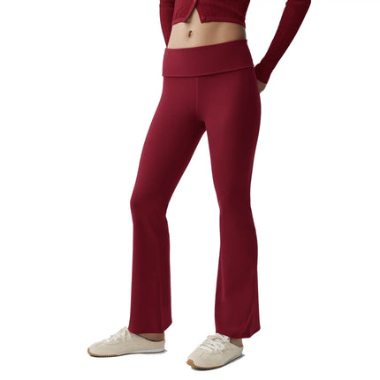 alo Women's ALO Softsculpt 7/8 Foldover Flare Legging Summer Romance Red