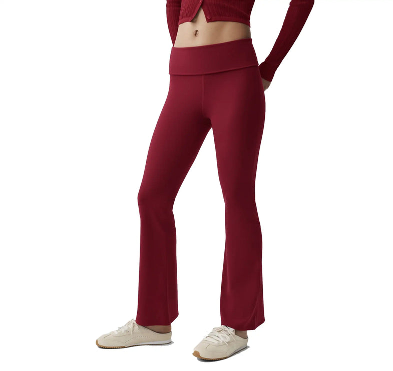 alo Women's ALO Softsculpt 7/8 Foldover Flare Legging Summer Romance Red