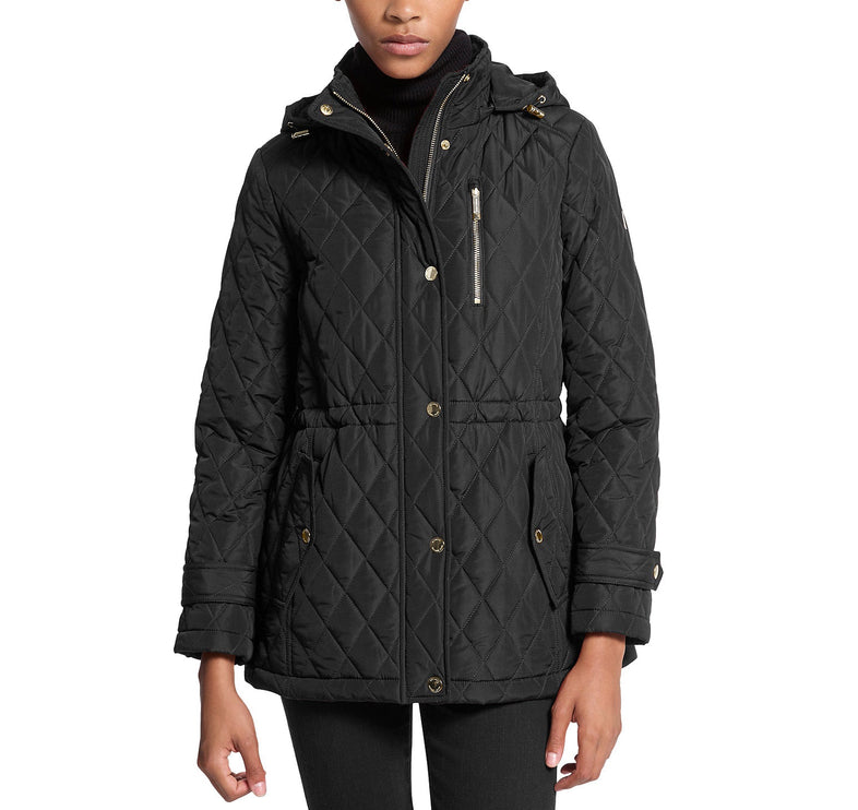 Michael Kors Women's Quilted Hooded Jacket Black