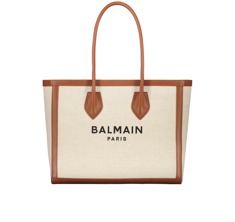 Balmain Women's B-Army Tote Bag with Logo Beige