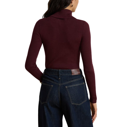 Polo Ralph Lauren Women's Cotton-Blend Ribbed Turtleneck Dark Garnet