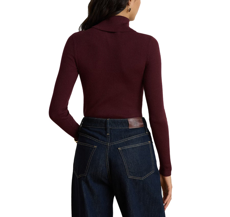 Polo Ralph Lauren Women's Cotton-Blend Ribbed Turtleneck Dark Garnet