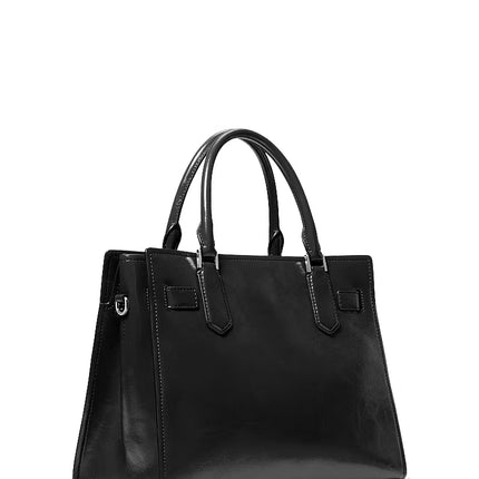 Michael Kors Women's Landon Medium Satchel Bag Black/Silver