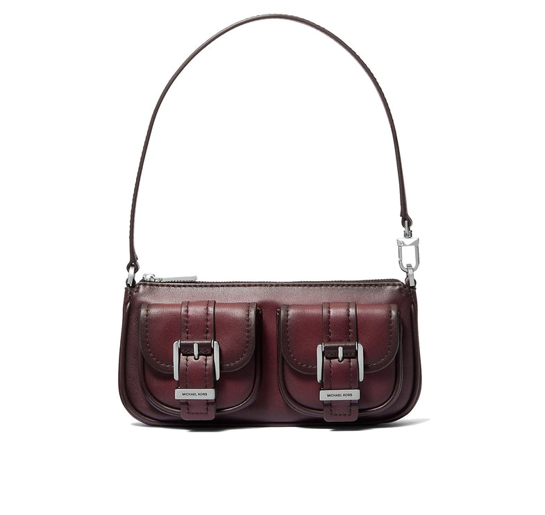 Michael Kors Women's Zoe Small Burnished Leather Pochette Oxblood