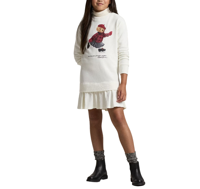 Polo Ralph Lauren Girl's Polo Bear Fleece Dress Trophy Cream