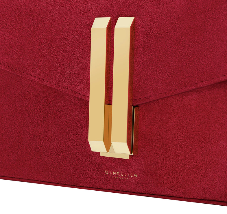 DeMellier London Women's The Vancouver Clutch Berry Red Suede