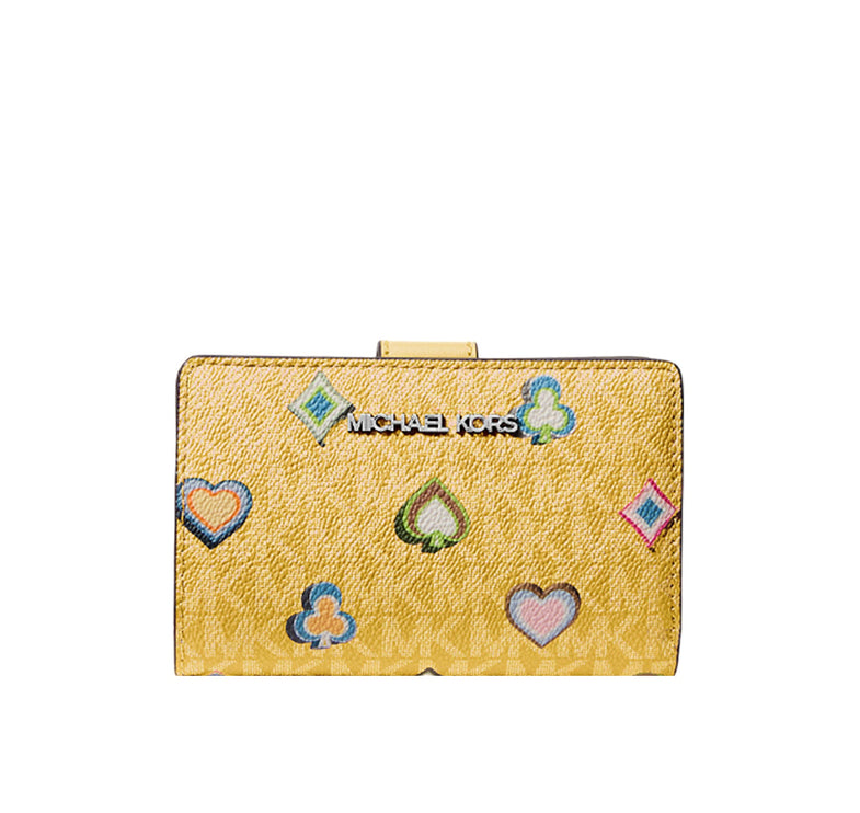 Michael Kors Women's Jet Set Medium Printed Signature Logo Wallet Honey