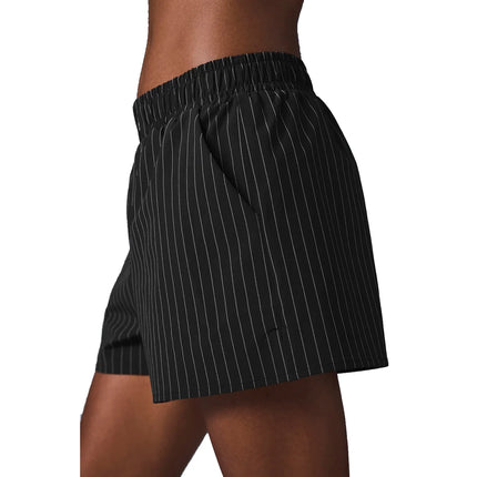 alo Women's Pinstripe Daylight Boxer Short Black/Titanium