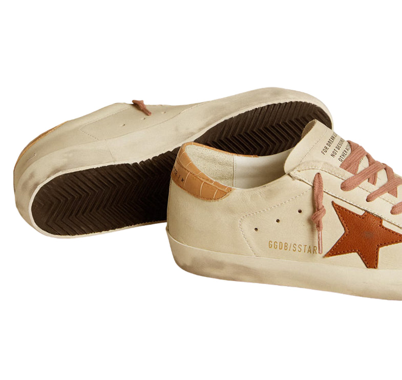 Golden Goose Women's Super Star with Leather Star and Crocodile Print Leather Heel Tab