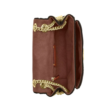 Coach Women's Elodie Crossbody Bag 18 With Quilting Suede/Gold/Ebony