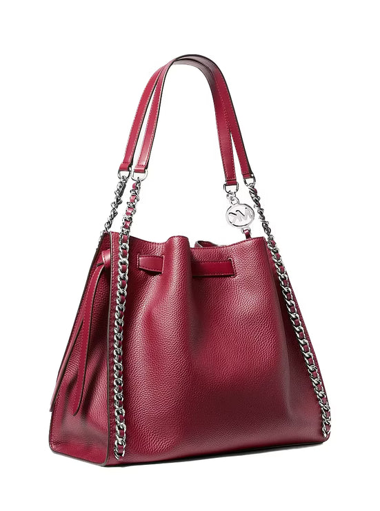 Michael Kors Women's Mina Large Chain Shoulder Bag Maroon