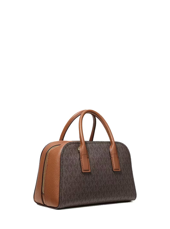 Michael Kors Women's Ashton Small Signature Logo Messenger Bag Brown/Gold