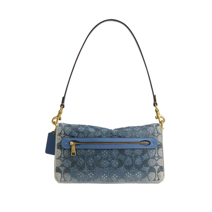 Coach Women's Tabby Shoulder Bag 26 In Regenerative Cotton Denim With Crystal Signature Brass/Denim