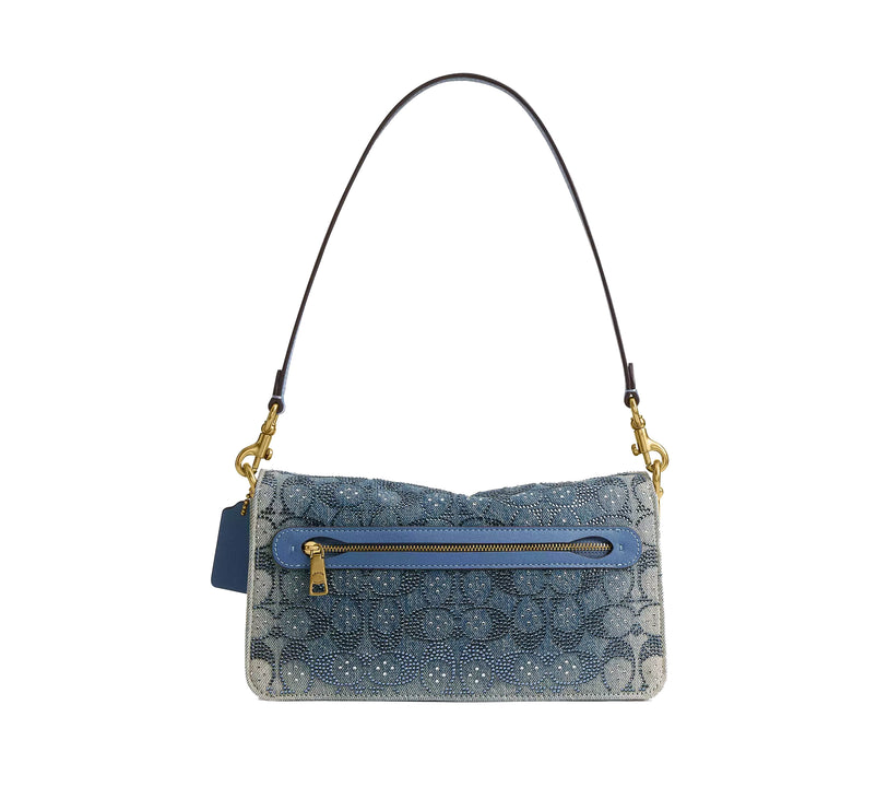 Coach Women's Tabby Shoulder Bag 26 In Regenerative Cotton Denim With Crystal Signature Brass/Denim