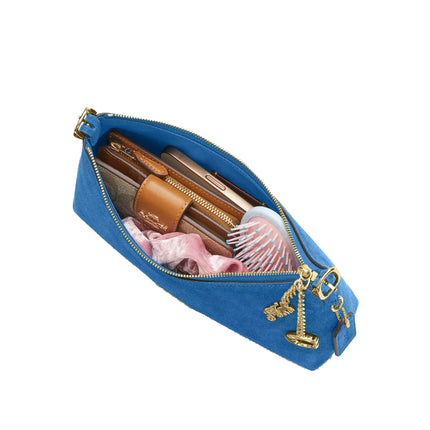 Coach Women's Emeilia Shoulder Bag Suede/Gold/Blue Jay