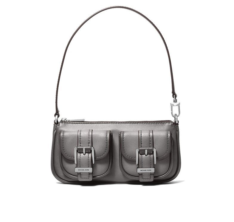 Michael Kors Women's Zoe Small Burnished Leather Pochette Storm