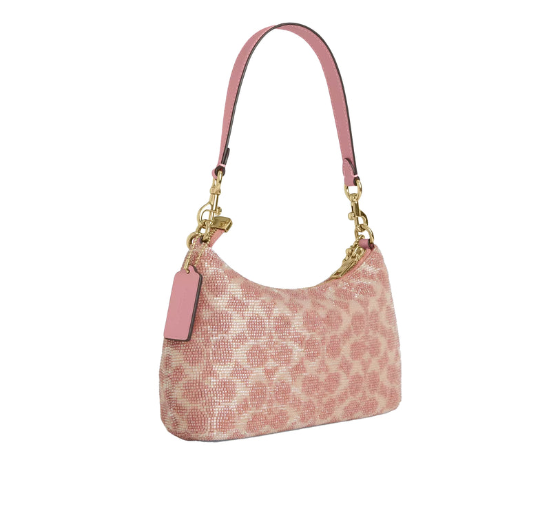 Coach Women's Teri Shoulder Bag In Signature Satin Gold/Pink