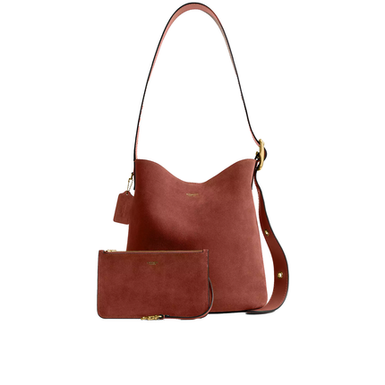 Coach Women's Bleecker Bucket Bag Suede/Brass/Clay