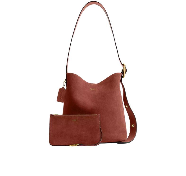 Coach Women's Bleecker Bucket Bag Suede/Brass/Clay
