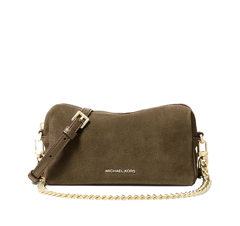 Michael Kors Women's Bryant Small Suede Convertible Crossbody Bag Loden/Gold