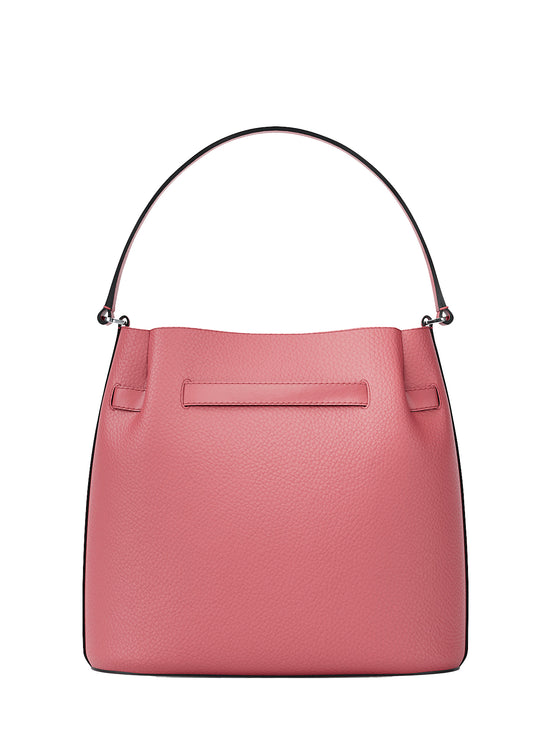 Michael Kors Women's Carson Medium Pebbled Leather Convertible Bucket Crossbody Bag Hibiscus/Silver