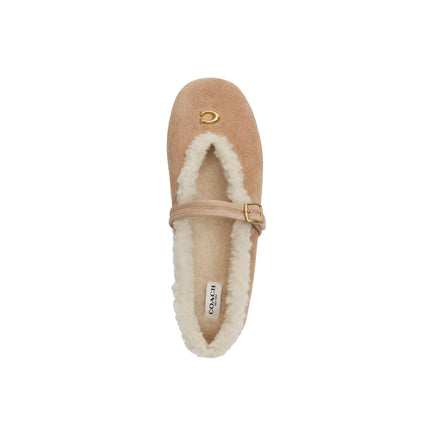 Coach Women's Sculpted C Mary Jane In Shearling Soft Beige