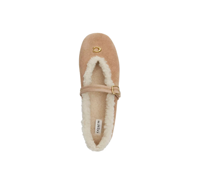 Coach Women's Sculpted C Mary Jane In Shearling Soft Beige