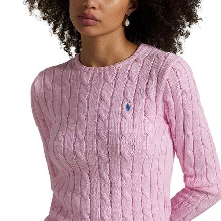 Polo Ralph Lauren Women's Cable-Knit Cotton Crewneck Sweater Carmel Pink