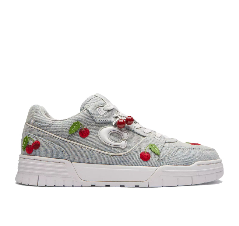 Coach Women's Soho Sneaker With Cherries Denim/Optic White