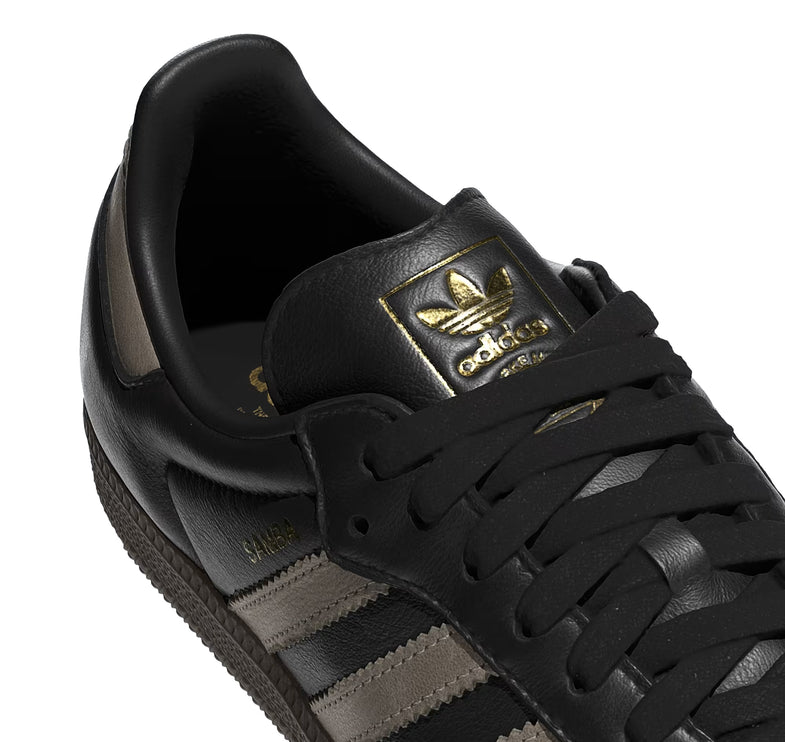 Adidas Women's Samba OG Shoes Core Black/Wonder Beige/Gold Metallic KJ0995